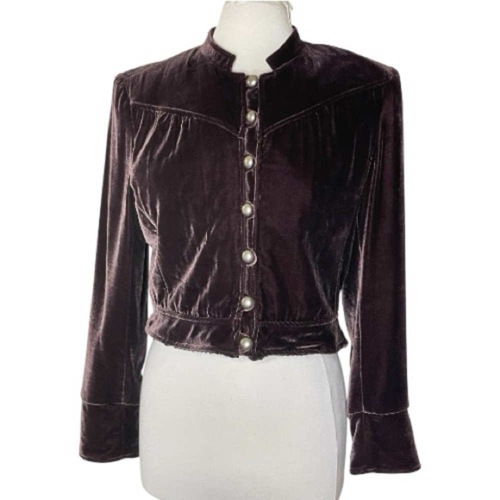 S & D Elegant Velvet Jacket in Rich Purple Sz L - Picture 2 of 5